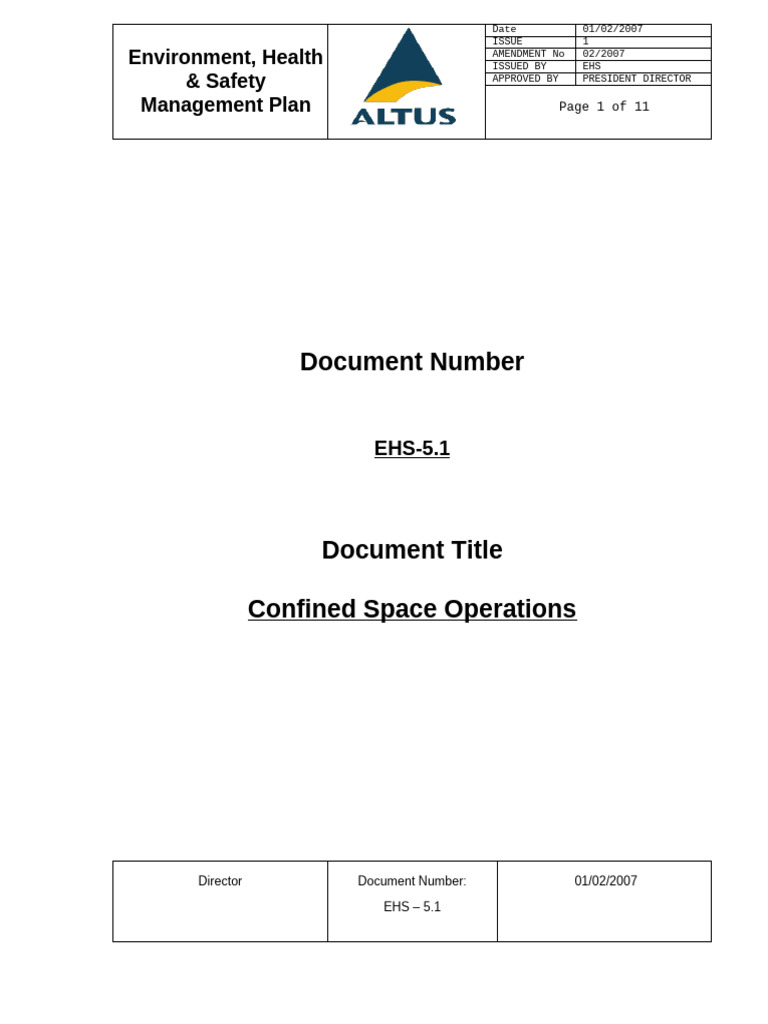 5.1 Confined Space Operations | PDF