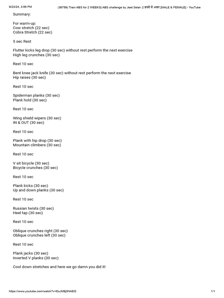 ABS Workout byJeetSalal | PDF