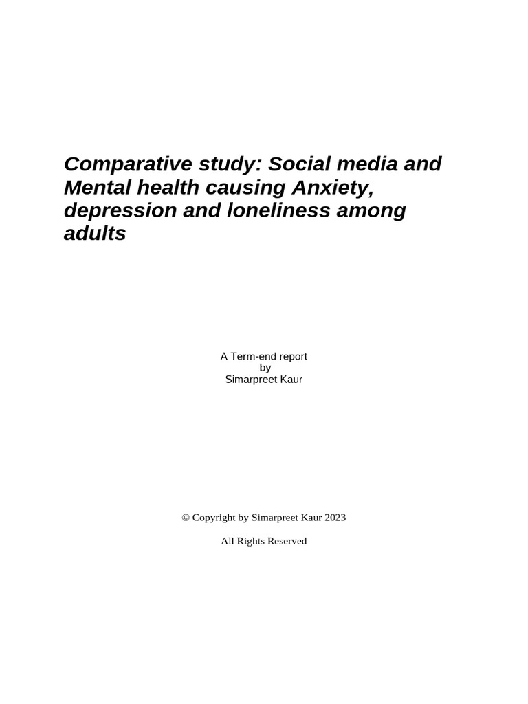 Research Paper - Comparative Study Social Media and Mental Health | PDF