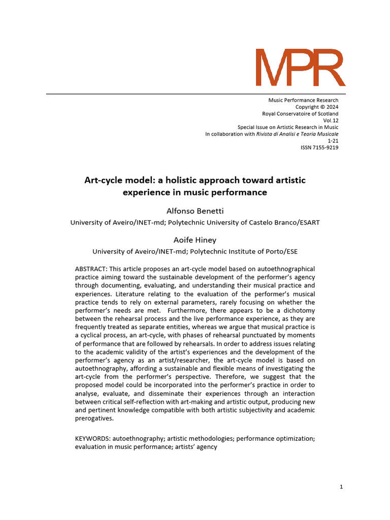 Art-Cycle Model: A Holistic Approach Toward Artistic Experience in ...