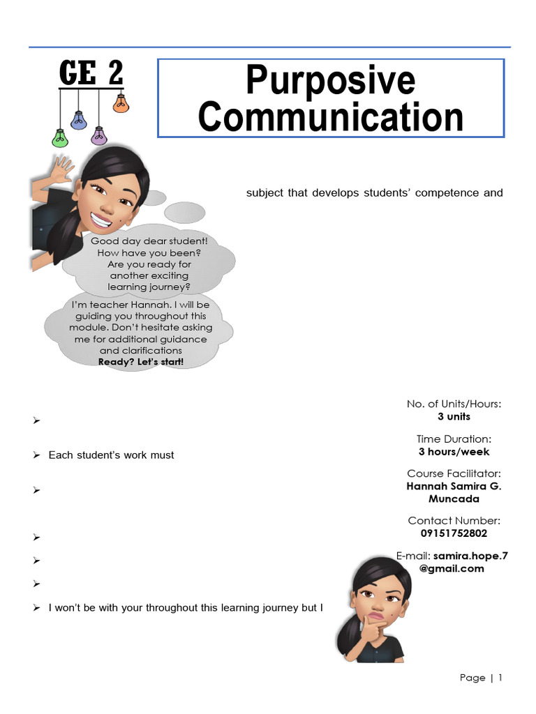 Purposive Communication Self-Learning Module | PDF | Communication ...