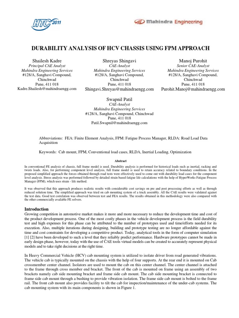 Durability Analysis of HCV Chassis | PDF | Fatigue (Material ...