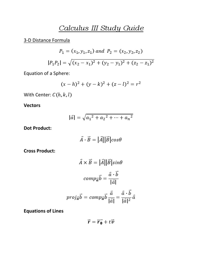 Calculus III Study Guide | PDF | Maxima And Minima | Derivative