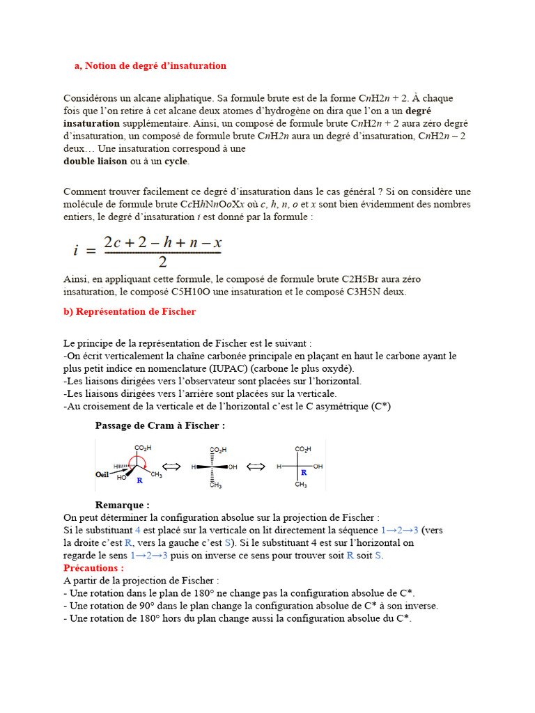 Calcul du Degré d'Insaturation PDF Chiralité (chimie) Isomère — free download