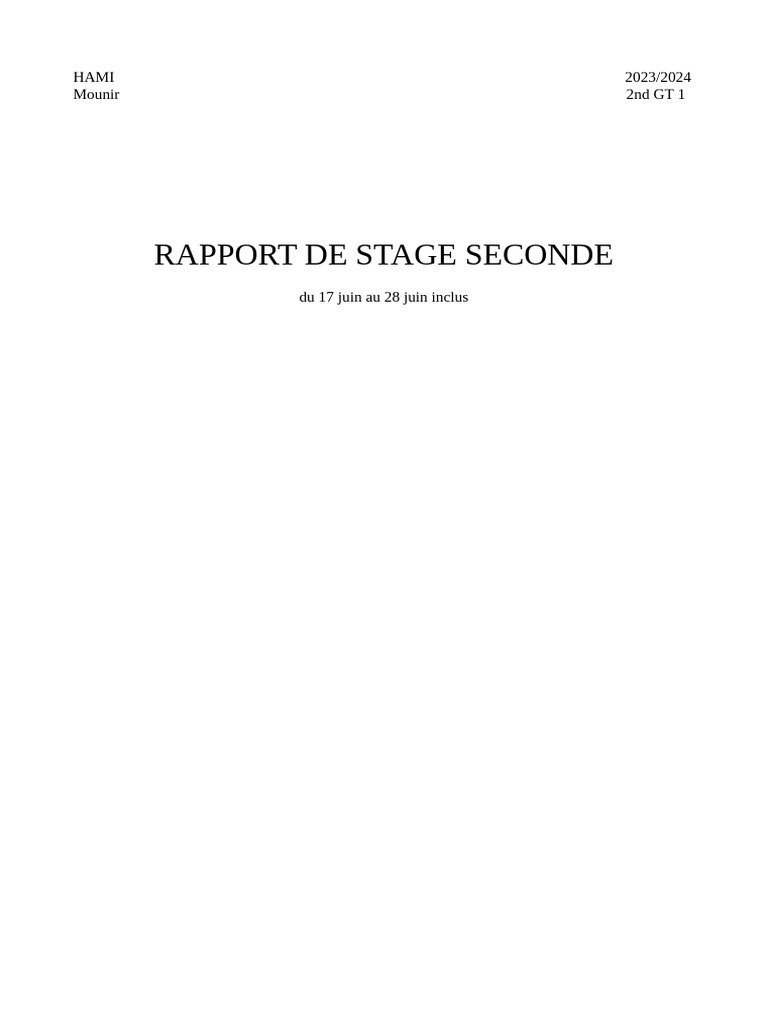 Rapport de Stage | PDF