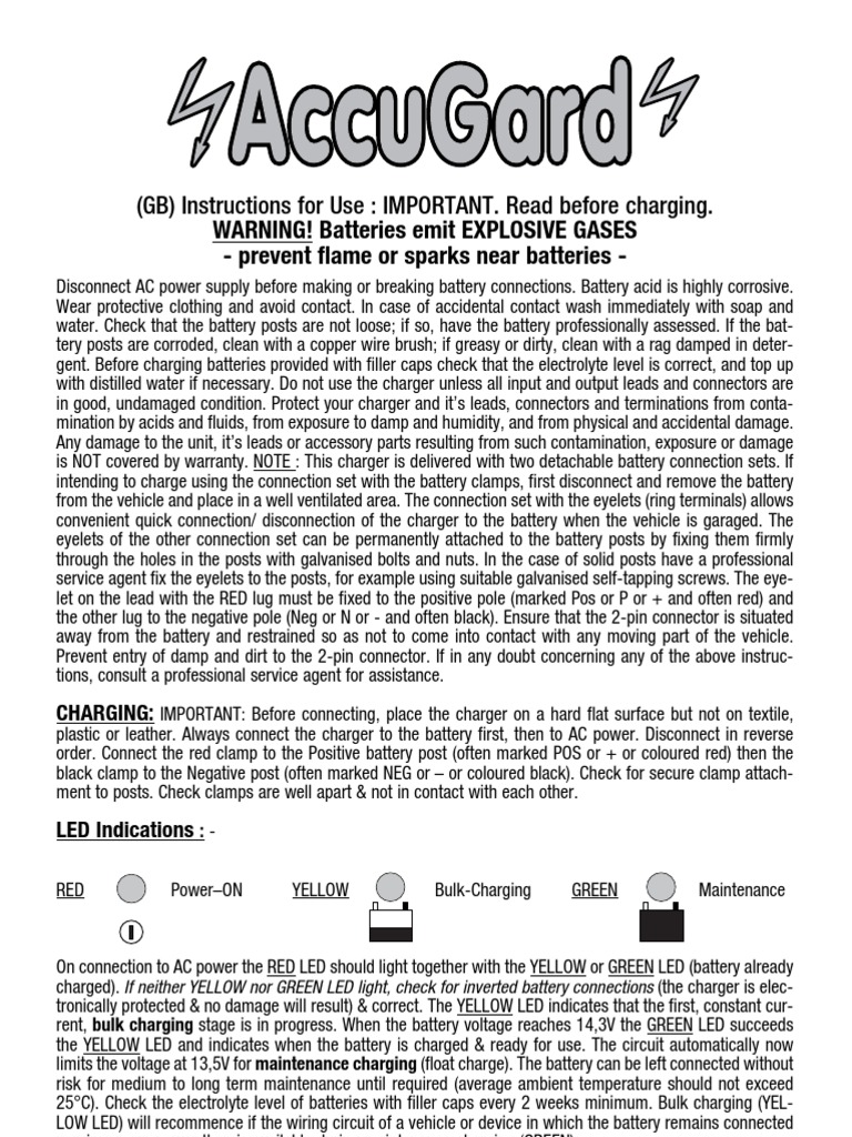 AccuGard Instructions GB ESP PT GR PDF Battery (Electricity