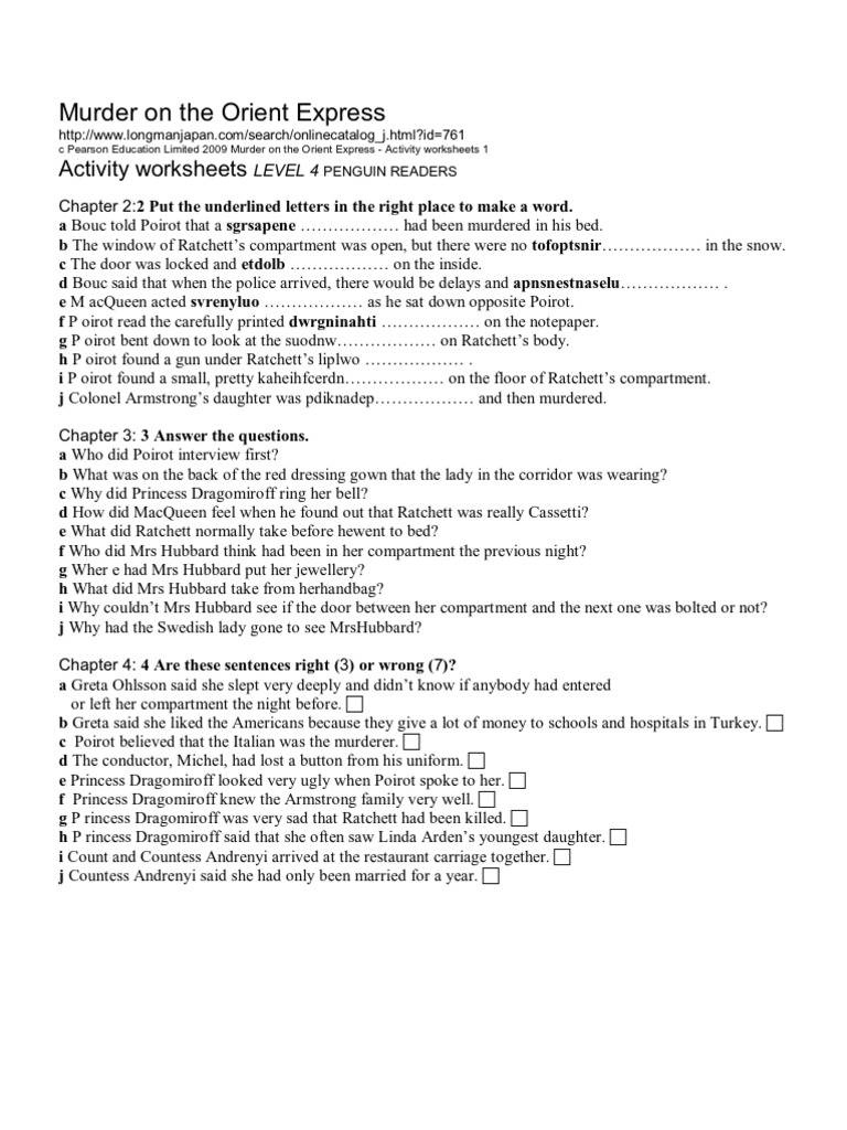 Murder on the Orient Express Chapters 2 to 4