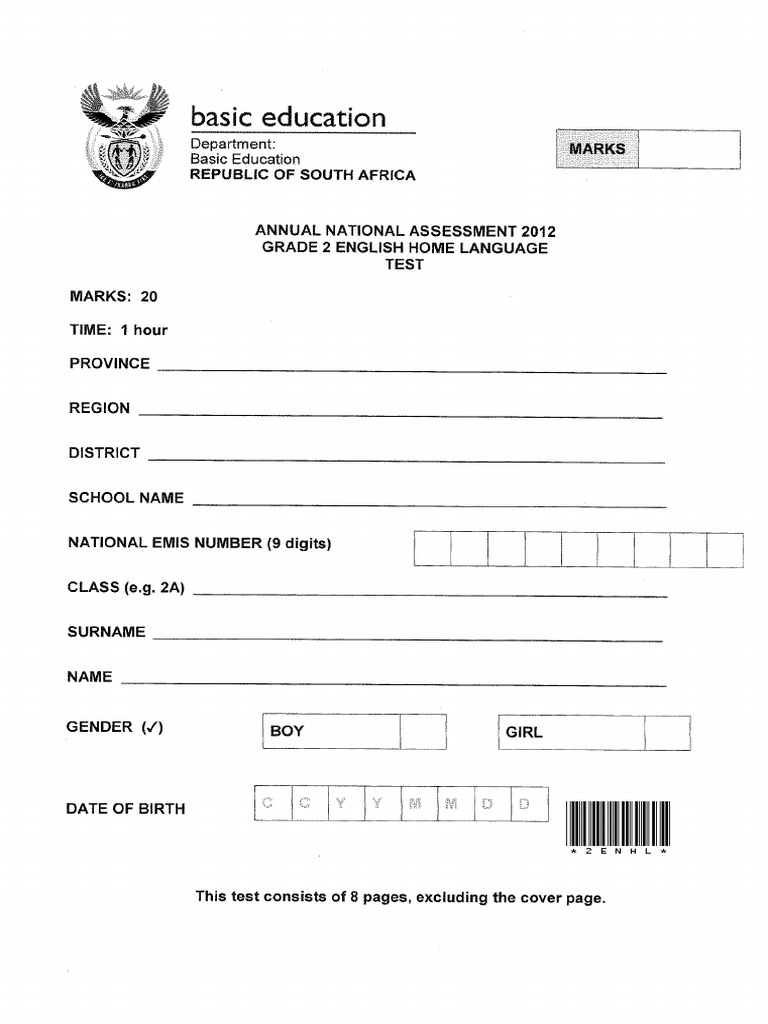 English HL Grade 2 2012 | PDF