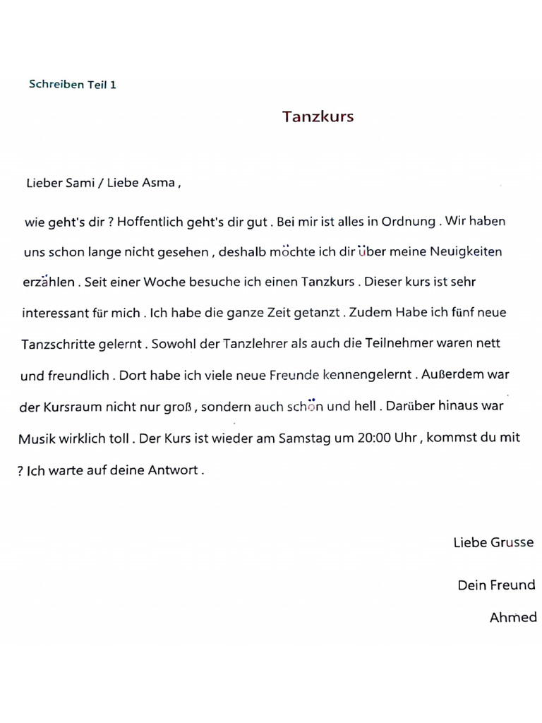B1 Schreiben Teil 1 Pdf