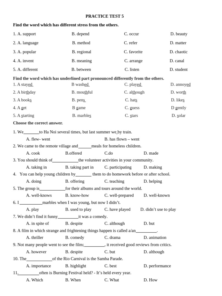 Practice Test 5 | PDF