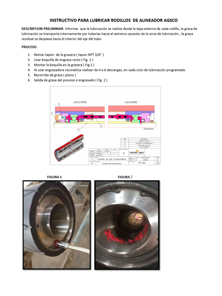 Instructivo para Lubricacion de Rodillo Alineador Agsco | PDF