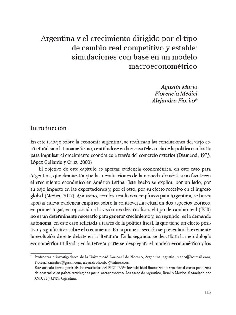 2022 Mario Médici Fiorito Crecimiento Dirigido Por El Tipo de Cambio ...
