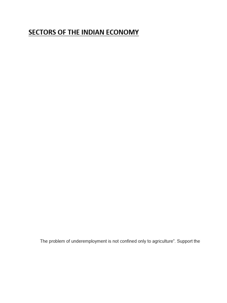 Sectors of The Indian Economy - Notes | PDF