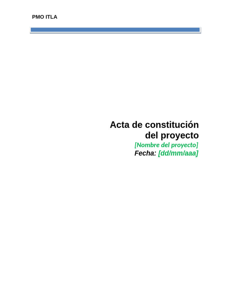 Plantilla Acta de Constitución de Proyecto | PDF