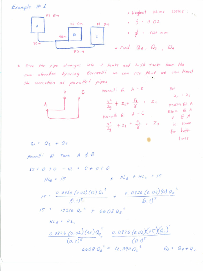 Additional Sample Problems Head Losses Pipe Networks 3 Reservoir Weirs ...