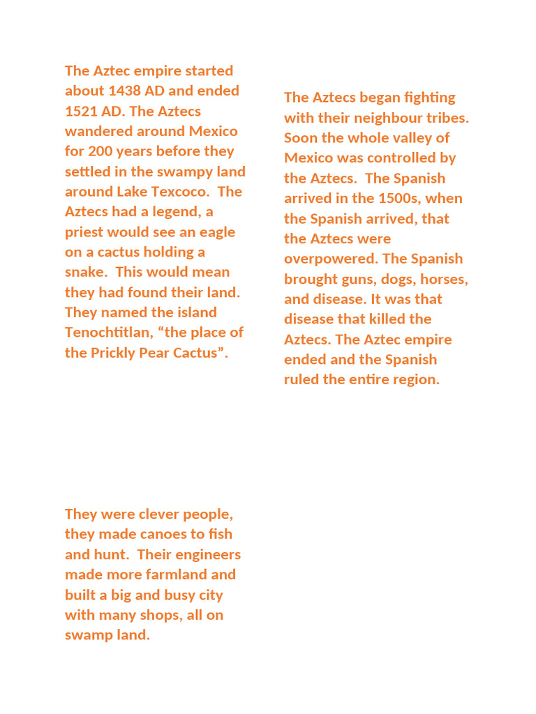 The Aztec Empire Started About 1438 AD and Ended 1521 AD | PDF