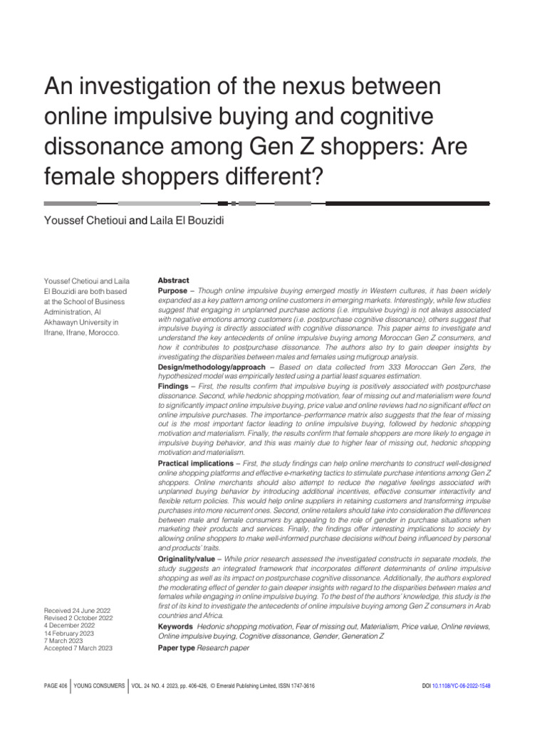 An Investigation of The Nexus Between Online Impulsive and Cognitive ...