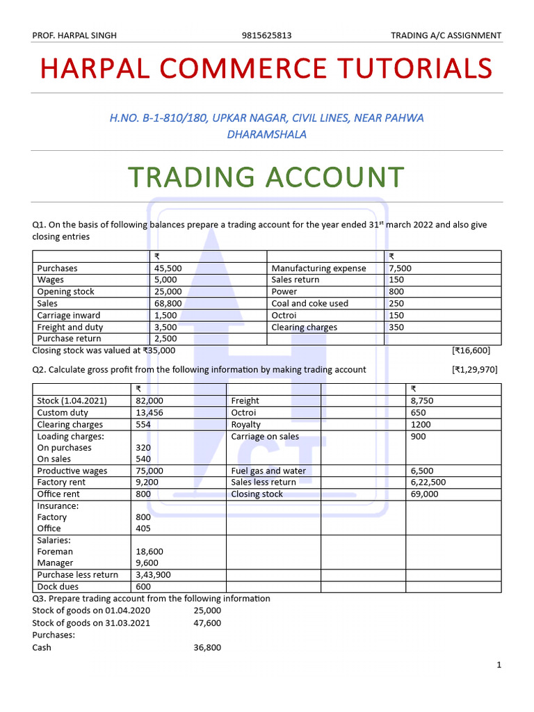 Trading Account | PDF