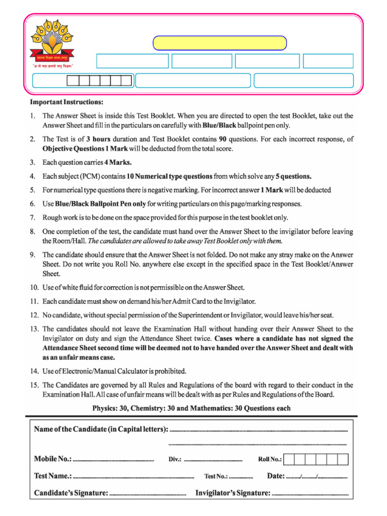 XI-JEE - B Batch Test - 26 - (28.04.2024) PAPER & ANSWER KEY PDF | PDF