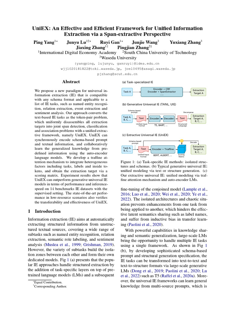 UniEX An Effective and Efficient Framework For Unified Information | PDF