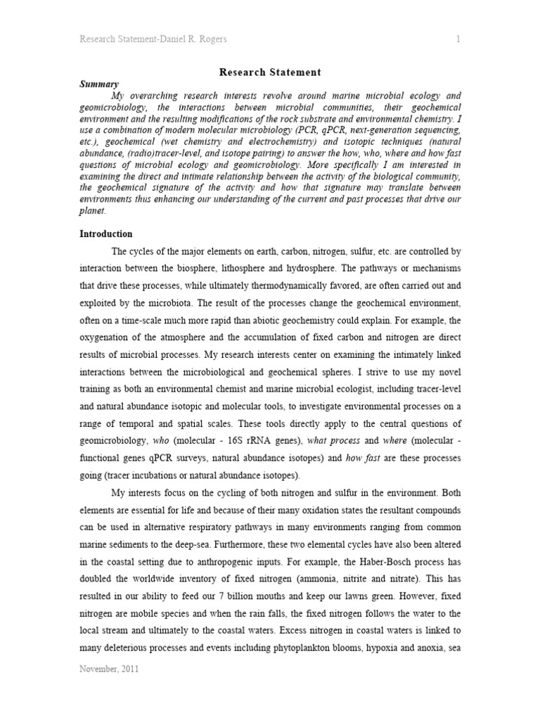 Researchstatement 2011 | PDF