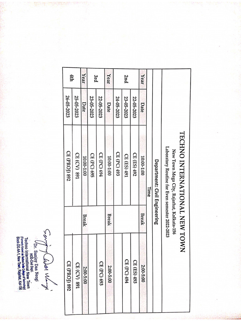 Even Sem Lab Routine 2023 | PDF