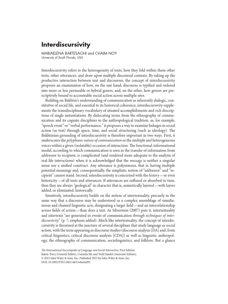 Article Interdiscursivity 2015 | PDF