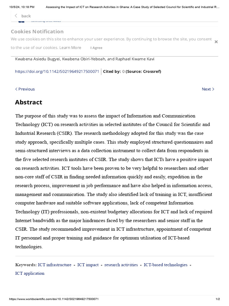 Assessing The Impact of ICT On Research Activities in Ghana: A Case ...