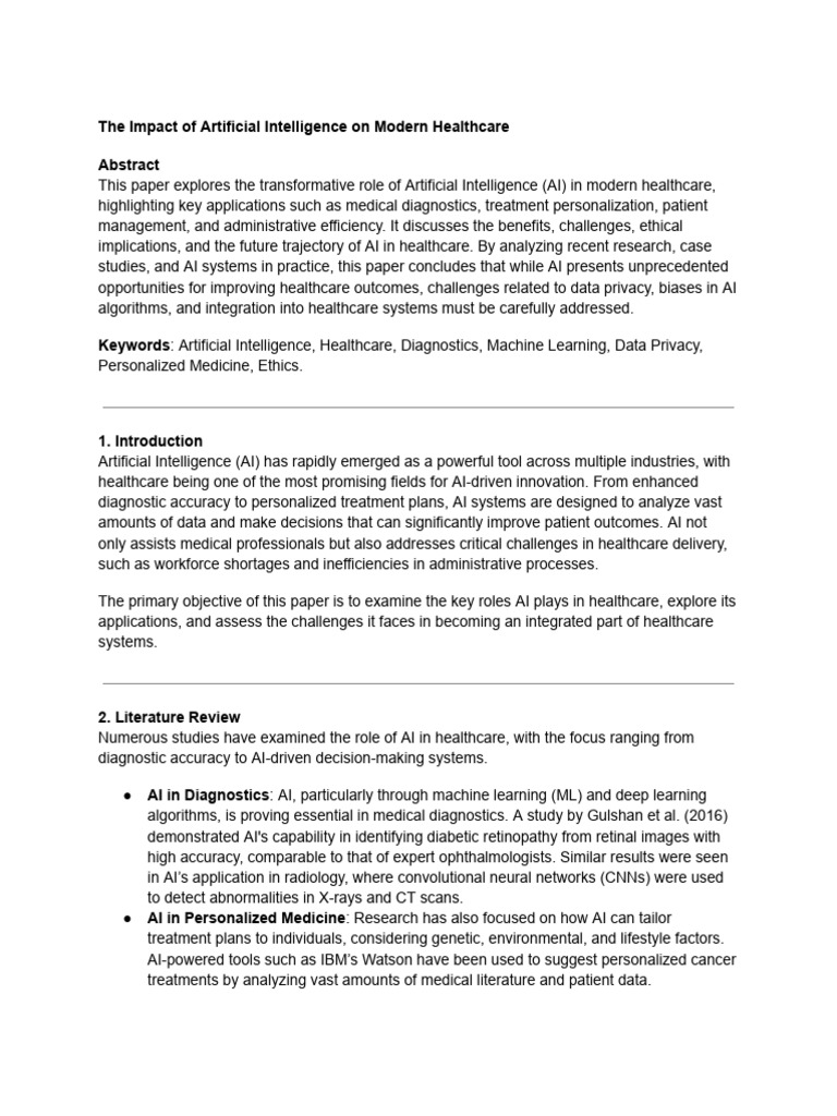 AI's Role in Modern Healthcare | PDF | Artificial Intelligence ...
