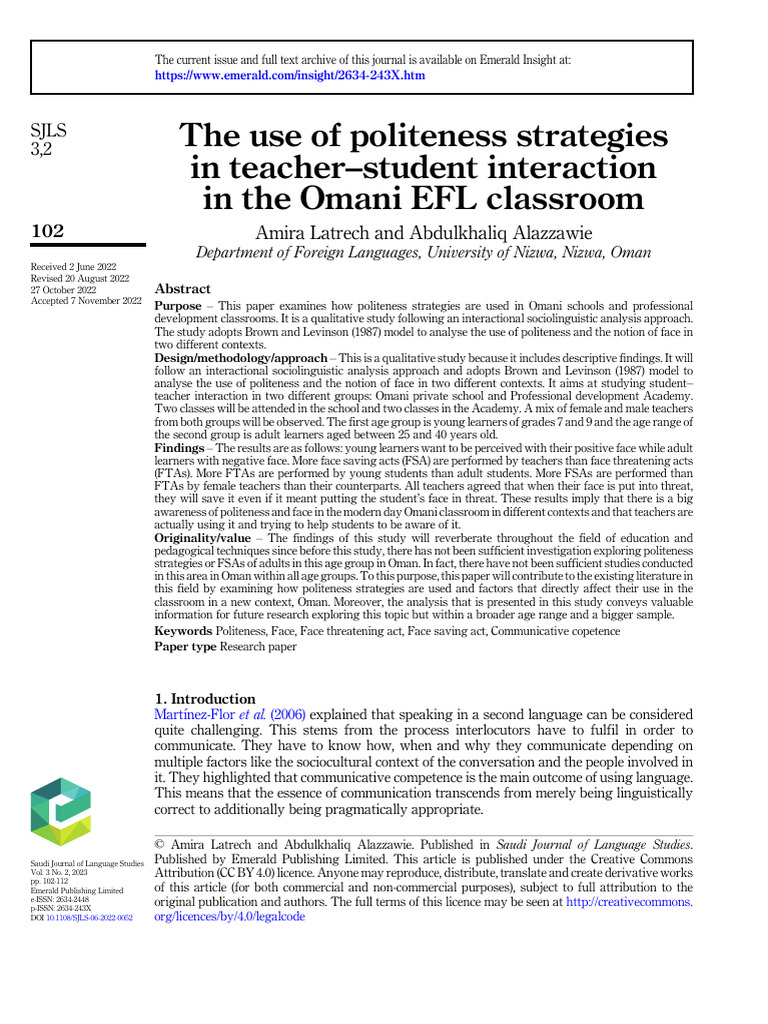 The Use of Politeness Strategies | PDF