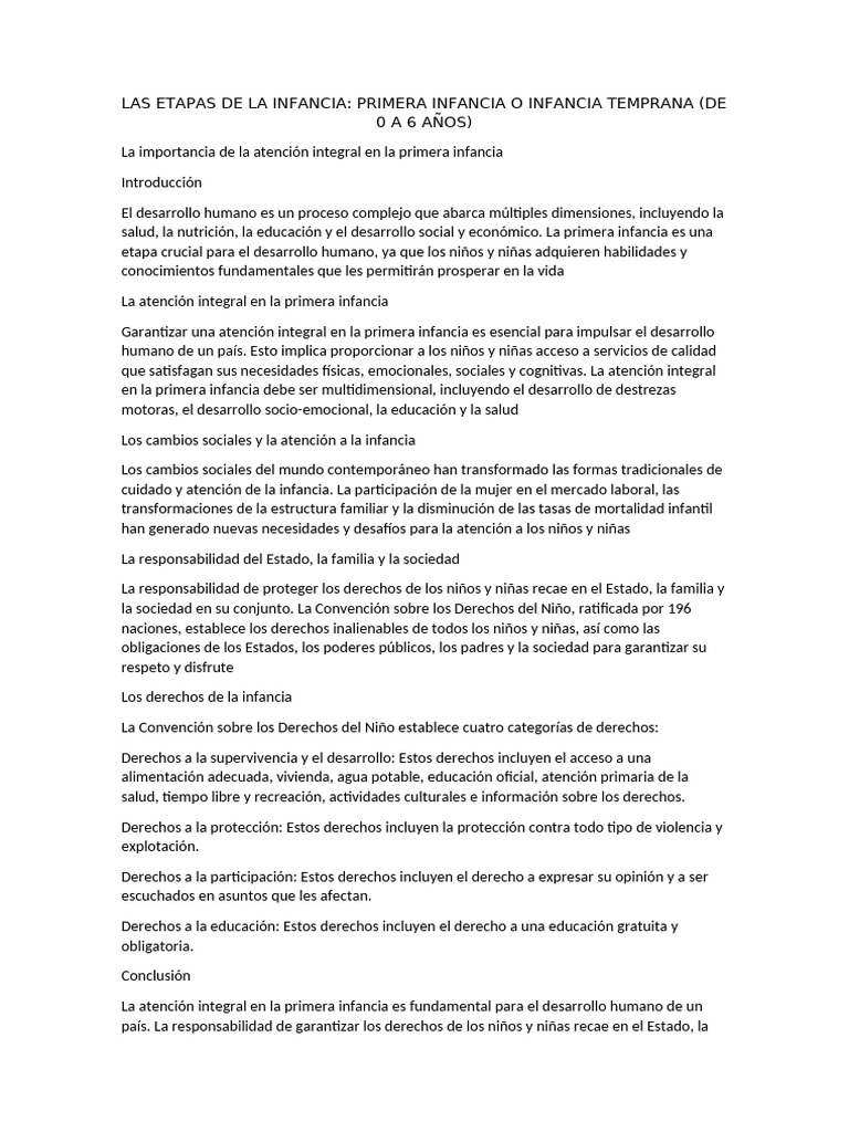 Las Etapas de La Infancia | PDF