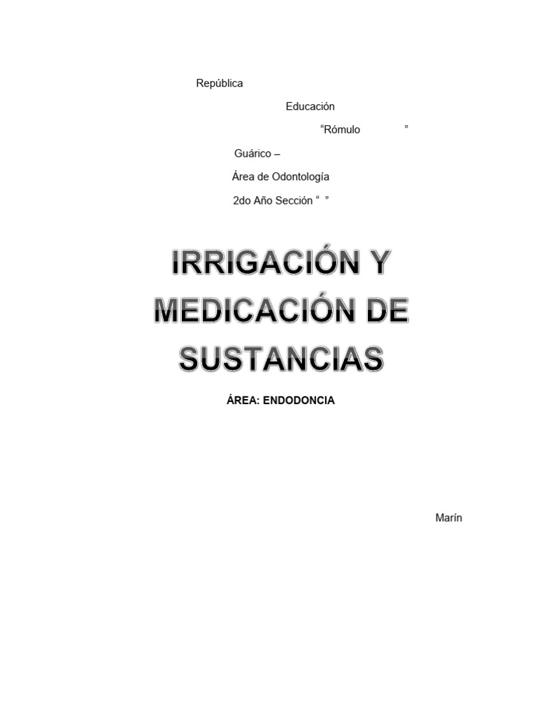 Irrigacion y Medicacion de Conductos - 011001 | PDF