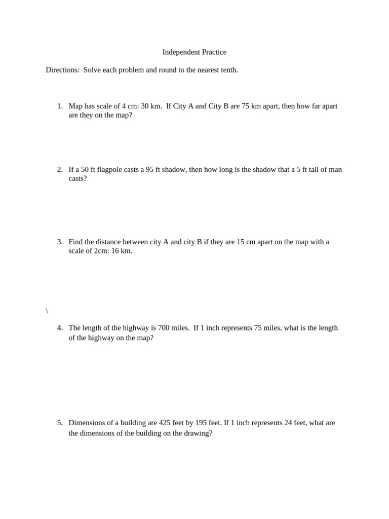 Scale and Proportions Practice Problems | PDF