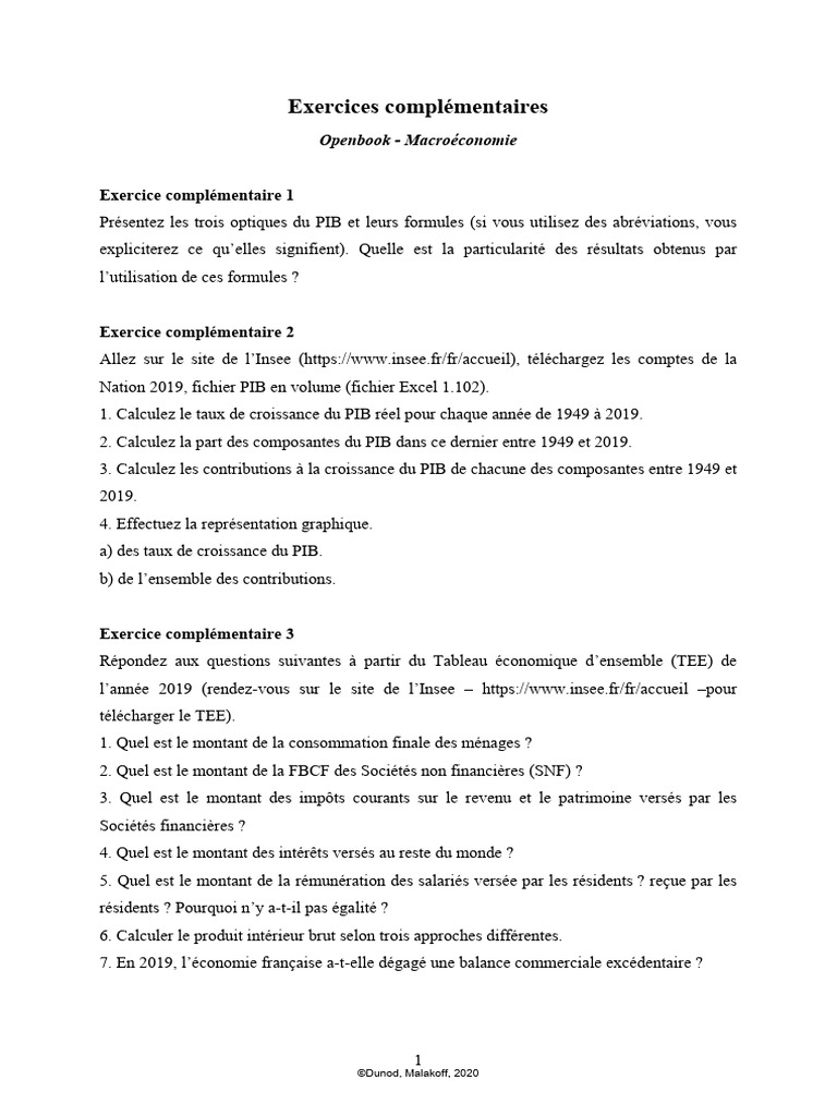 Exercices complementaires pdf