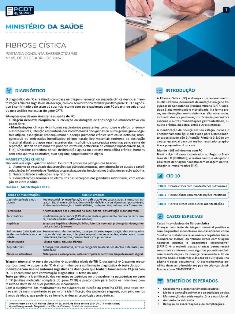 Diagnóstico e Tratamento da Fibrose Cística | PDF | Doenças e ...