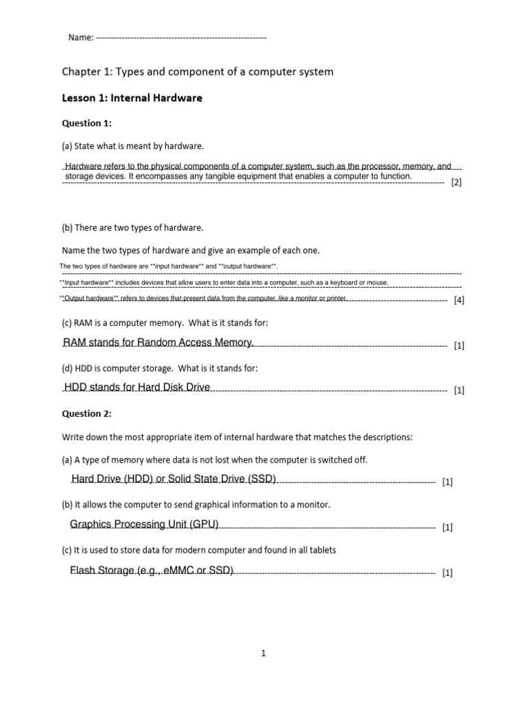 lesson+1+Internal+Hardware+hw-1 | PDF