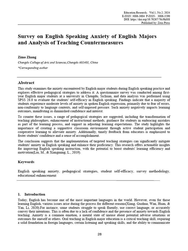 English Speaking Anxiety in Majors: Solutions | PDF | Anxiety | Learning