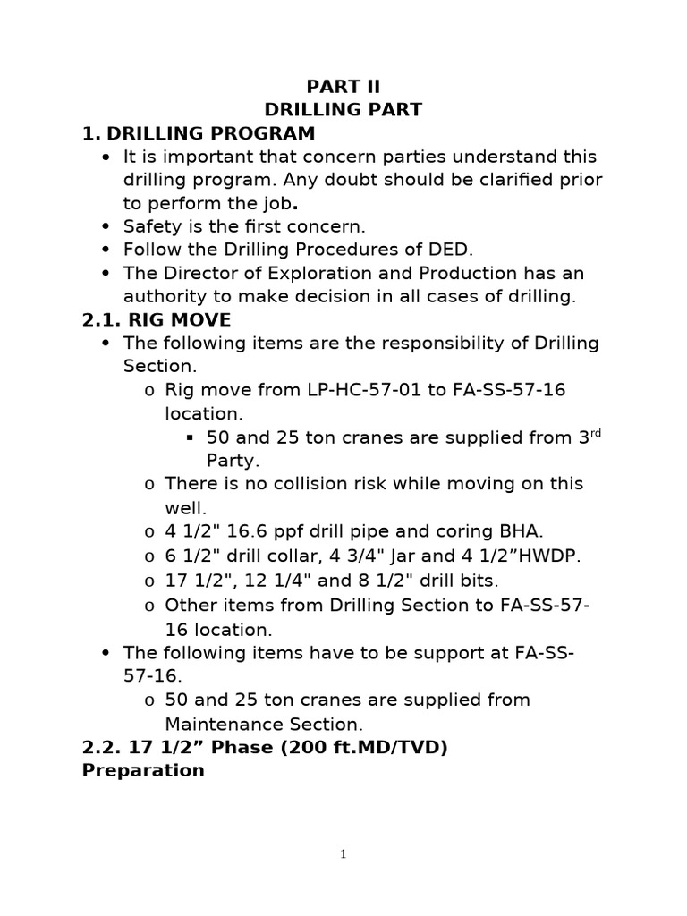 Drilling Program and Procedures Guide | PDF | Casing (Borehole)