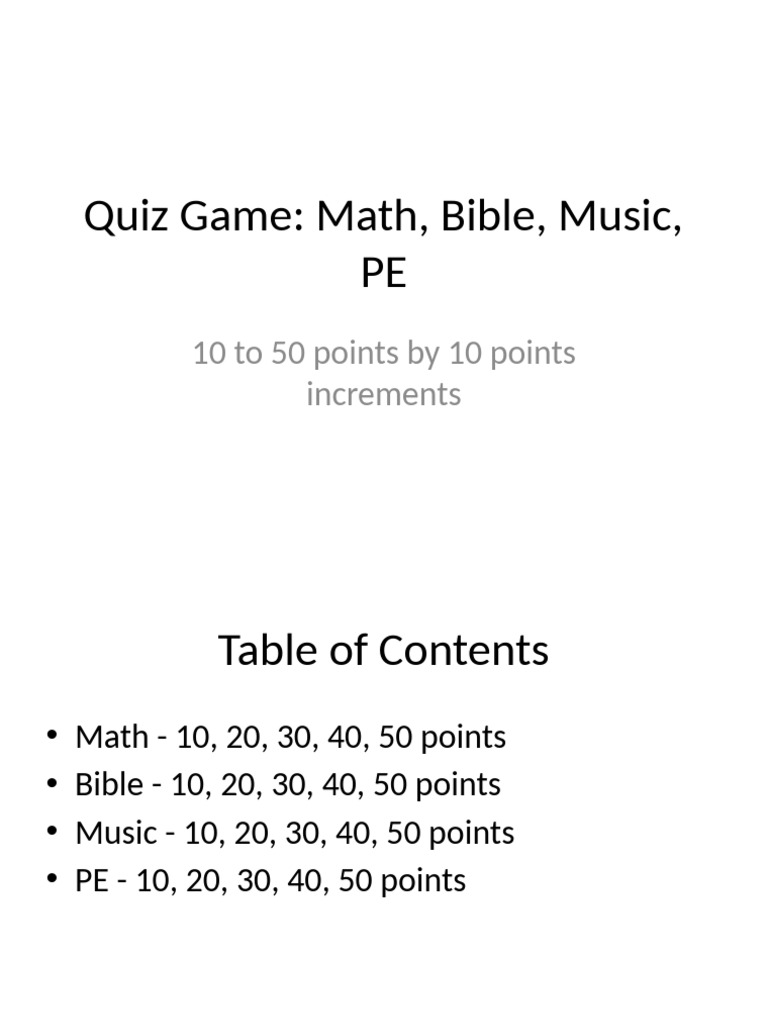 Quiz Game PPT PDF