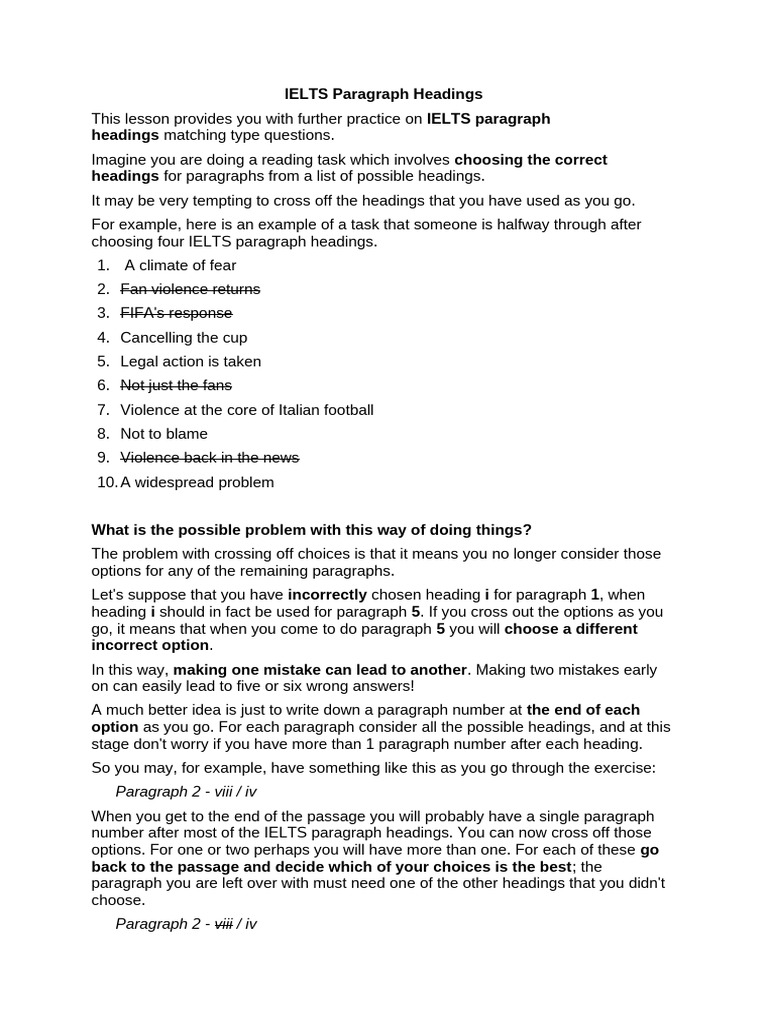 IELTS Pragraph Headings | PDF