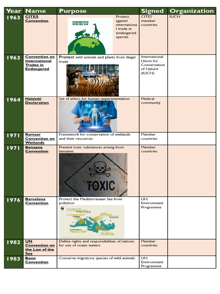 Key Environmental Treaties Overview | PDF | United Nations Framework ...