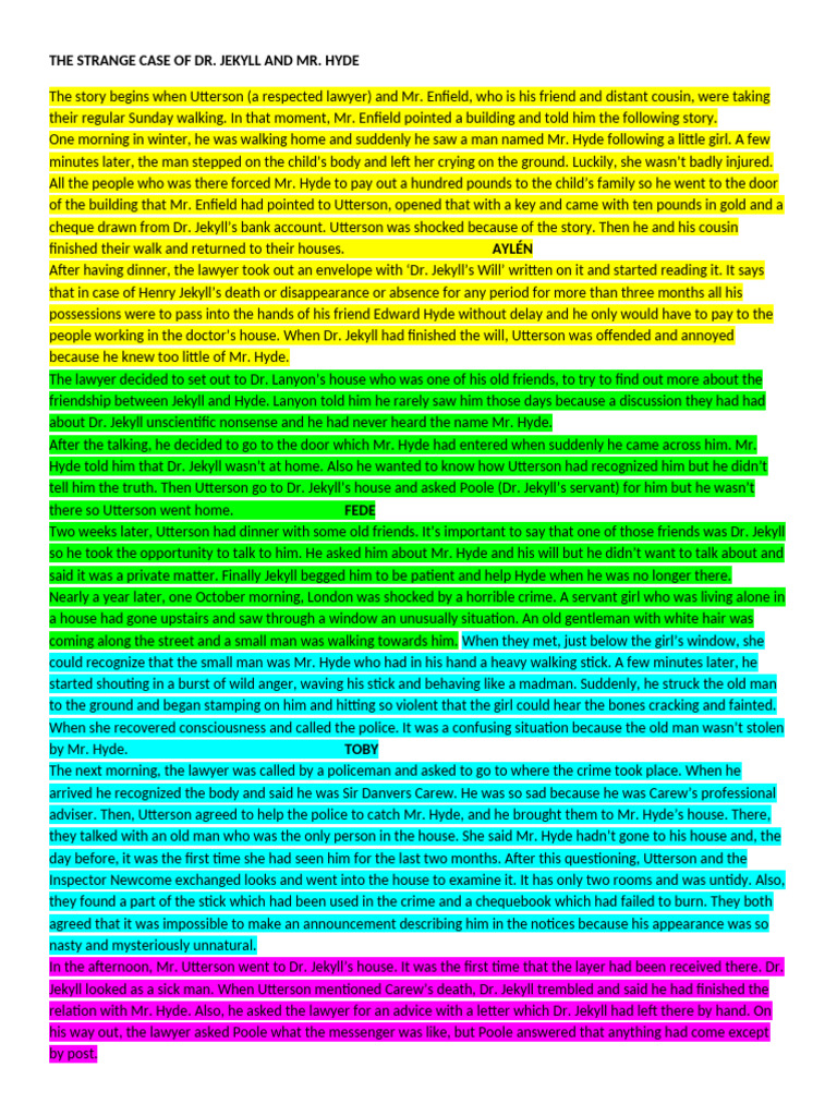 Dr Jekyll And Mr Hyde Summary Pdf