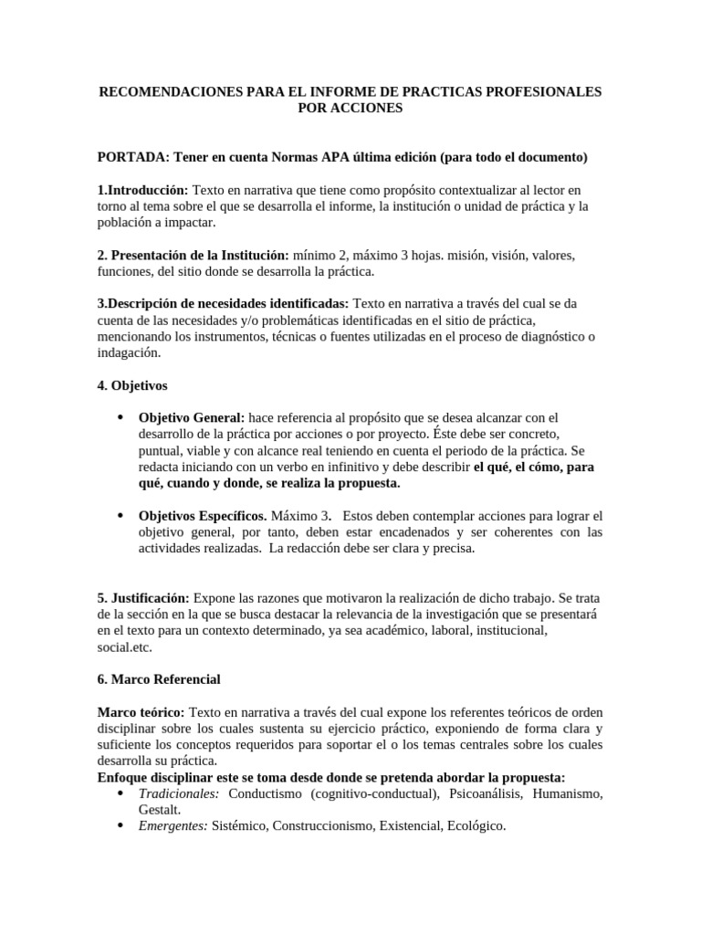 Recomendaciones para La Elaboracion Del Informe de Practicas 16-1 2023 ...