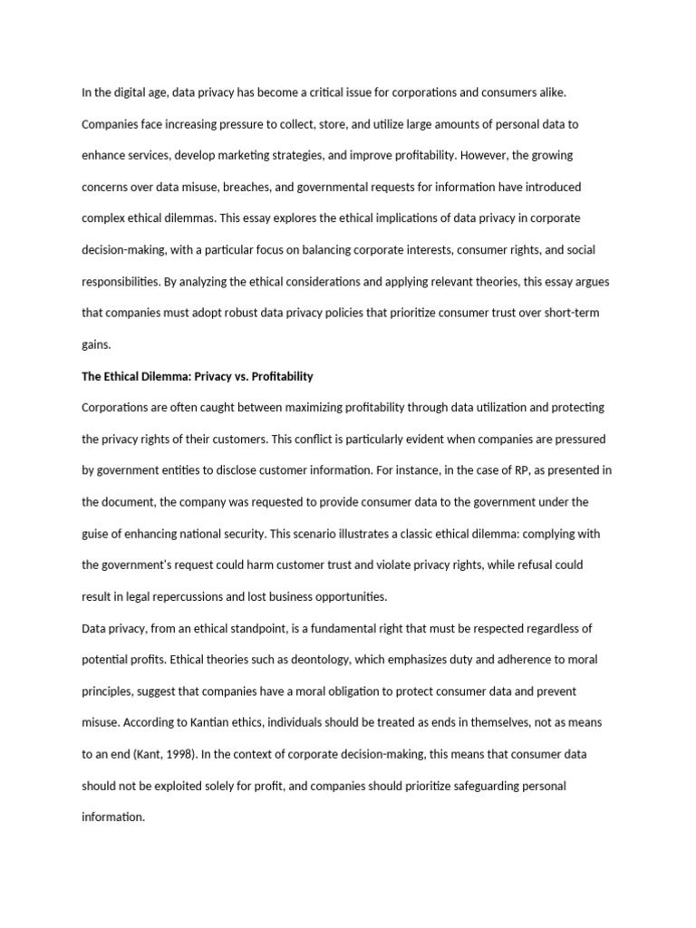 In The Digital Age Pdf Corporate Social Responsibility Privacy