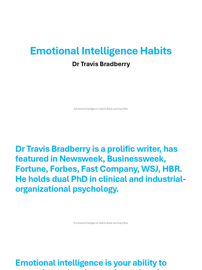 Emotional Intelligence Habits Summary | PDF | Emotional Intelligence ...