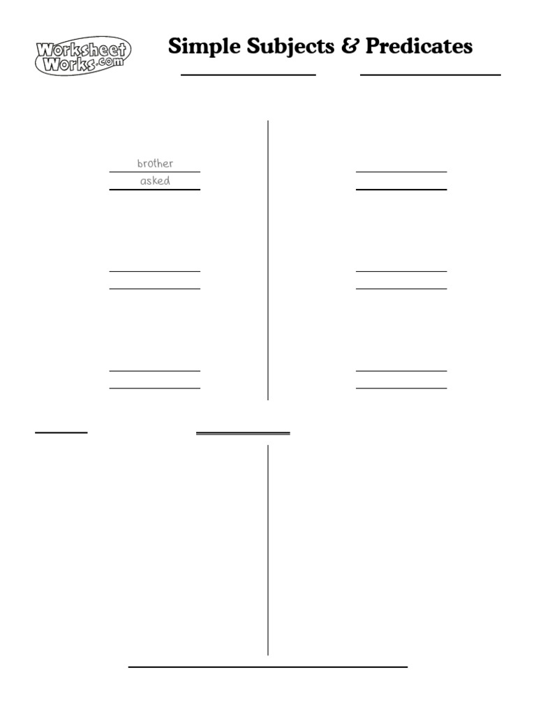 WorksheetWorks Simple Subjects Predicates 1 | PDF