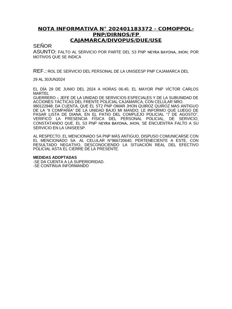 Nota Informativa N | PDF