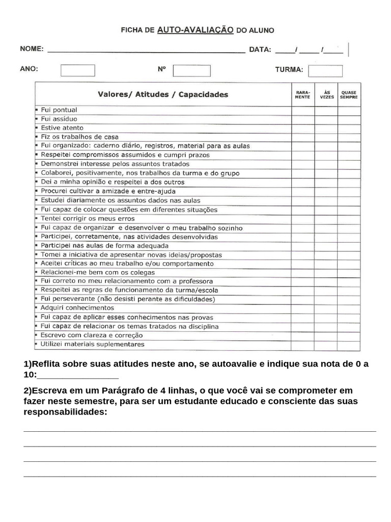 Autoavaliação - 5º Ano | PDF