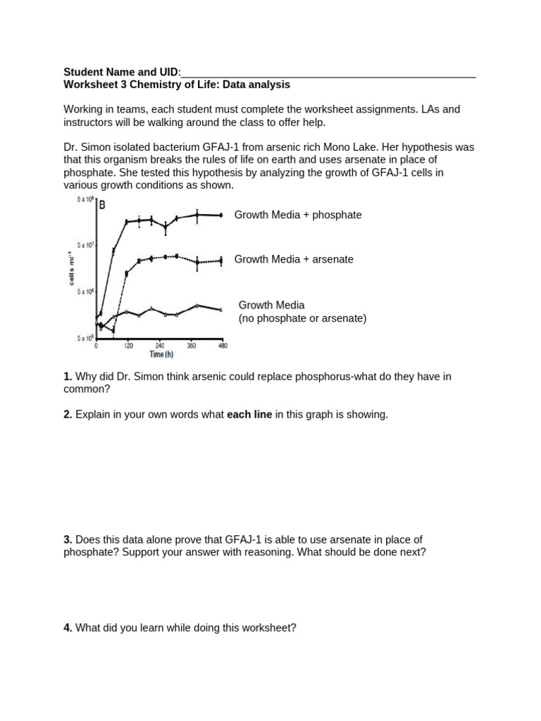 Worksheet 3 Data Analysis BIOL 1610 | PDF