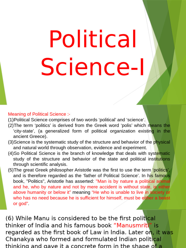 Meaning, Nature, Significance & Scope of Political Science | PDF